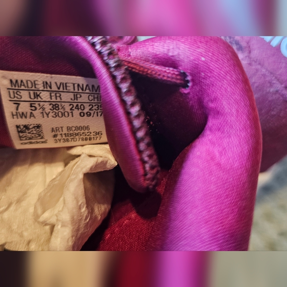 Adidas Cloudfoam Lite Racer Sneakers Burgundy/White Women’s Size 7 - Picture 3 of 6